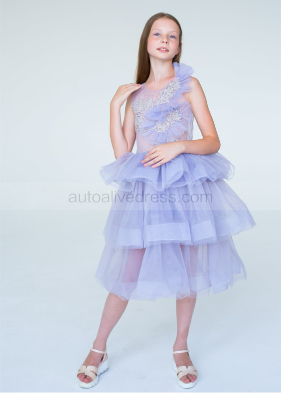 Purple Enchanting Multi-layered Tulle Flower Girl Dress